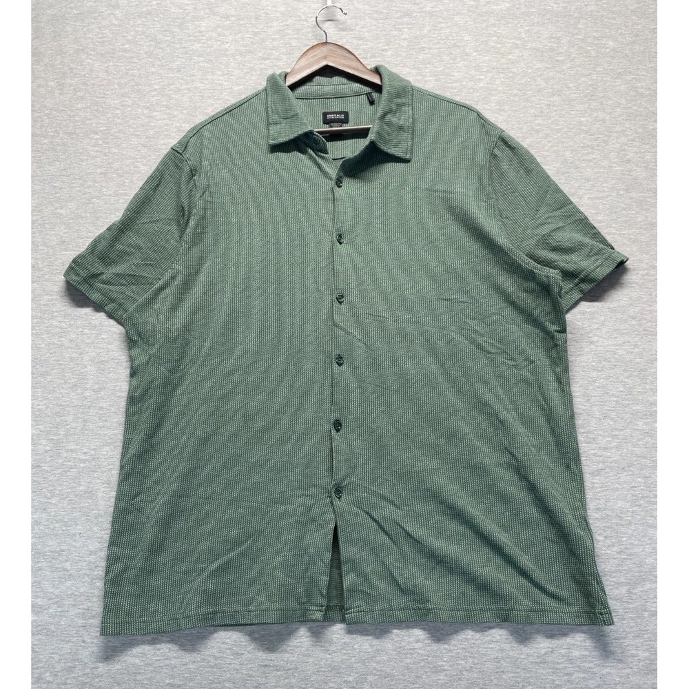 Buffalo David Bitton Shirt Mens 2XL Green Textured Cotton Short Sleeve Button Up